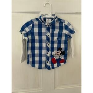 Disney Baby Checkered Top - Size 18-24 Months - Long Sleeve